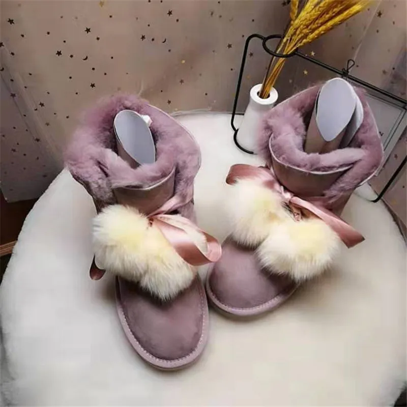 Обувь из натуральной овечьей кожи; коллекция года; женские зимние ботинки; натуральная шерсть; Натуральная овечья кожа; натуральный мех; нескользящие женские ботинки