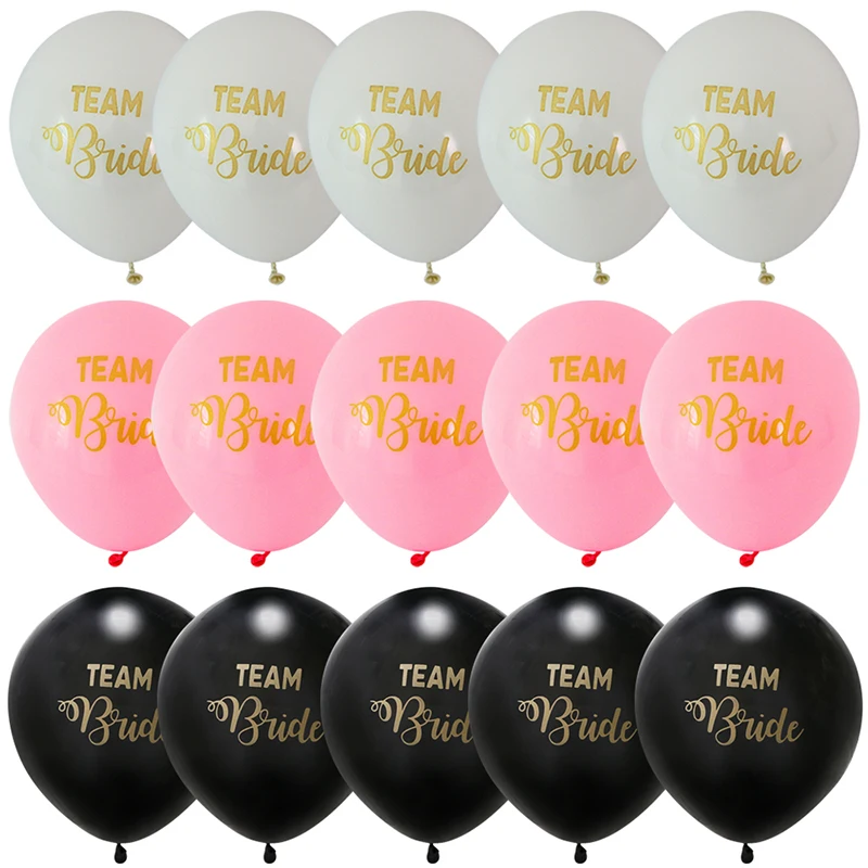 

10pcs 10inch Printed Gold Team Bride Latex Balloon Pink White Balloon Engagement Banquet Wedding Party Decoration