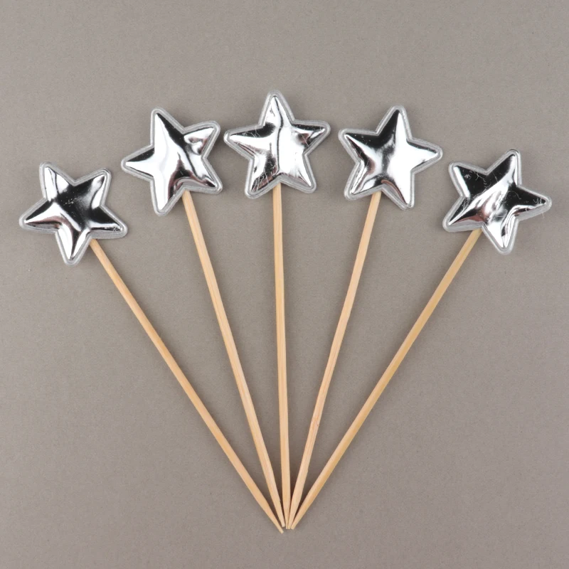 silver star 5pcs Cakelove 5 шт/лот Прекрасный Сердце Звезда Корона торт Топпер для с изображением пирожного на день рожденья Детские флажки для душа вечерние свадебные украшения - Цвет: silver star 5pcs