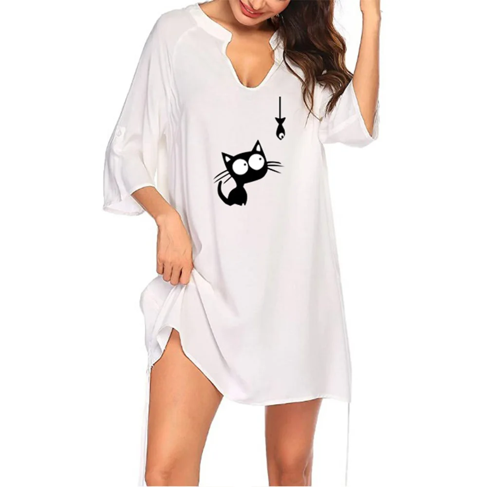 

Chiffon Cover Up Beachwear Woman Bikini Swimwear Cover Ups V Neck Animal Printed Pleated Loose Shirt Women Beach Cover-ups