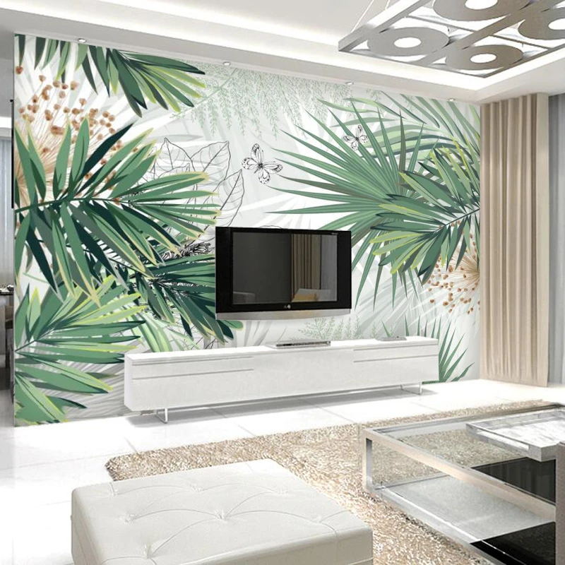 beibehang Custom 3d wallpaper mural medieval hand painted tropical rain forest plant banana leaf tv background wall paper | Обустройство