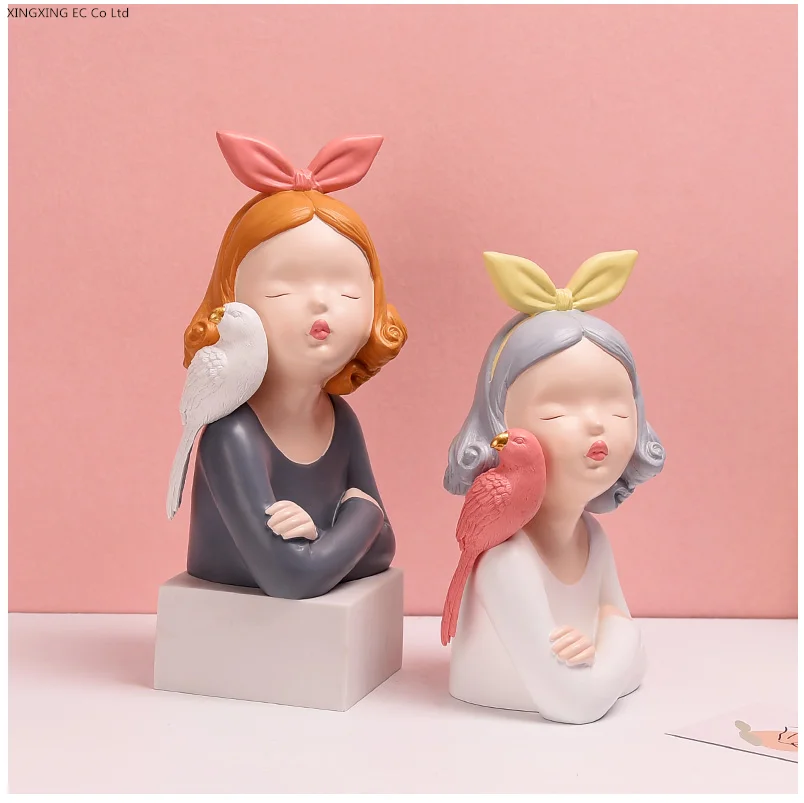 

Nordic Cute Girl Home Decoration Decoration Living Room Bedroom Desktop Home Decoration Simple Character Sculpture Resin Crafts