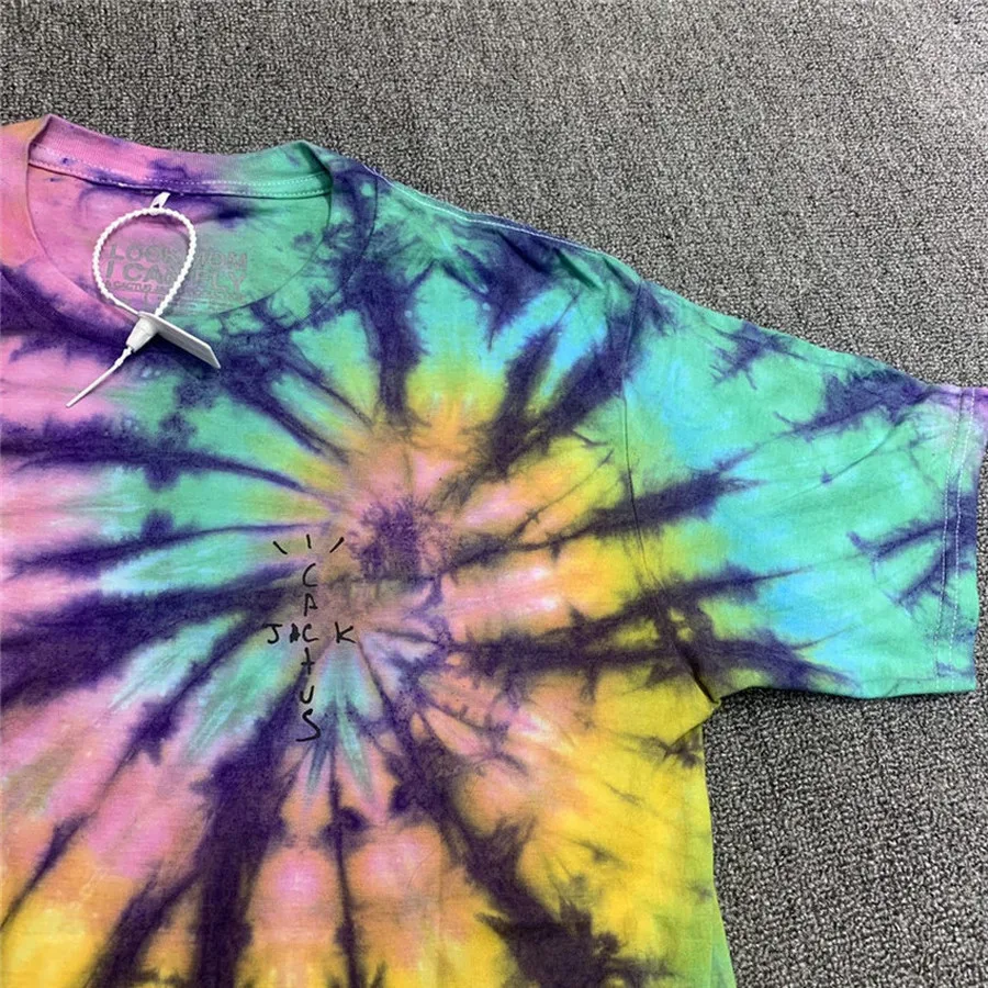 

Top Quality Tie-dyed Travis Scott Cactus Jack Look mom I Can fly Tee Men Women T-shirts Harajuku Clothing