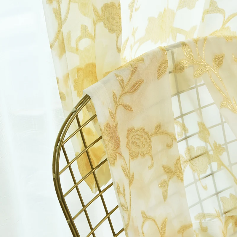 Золотистые и розовые прозрачные Занавески для гостиной пасторальные