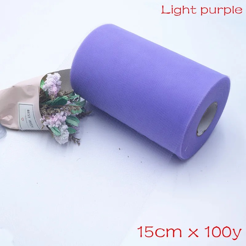 Light purple 100y 8 дюймов, 20x20 см, с подкладкой, вязанная крючком юбка-пачка, топ, обхват груди, широкая юбка-пачка «сделай сам», платье из тюля, рулонная ткань, декор для дня рождения, свадьбы - Цвет: Light purple 100y