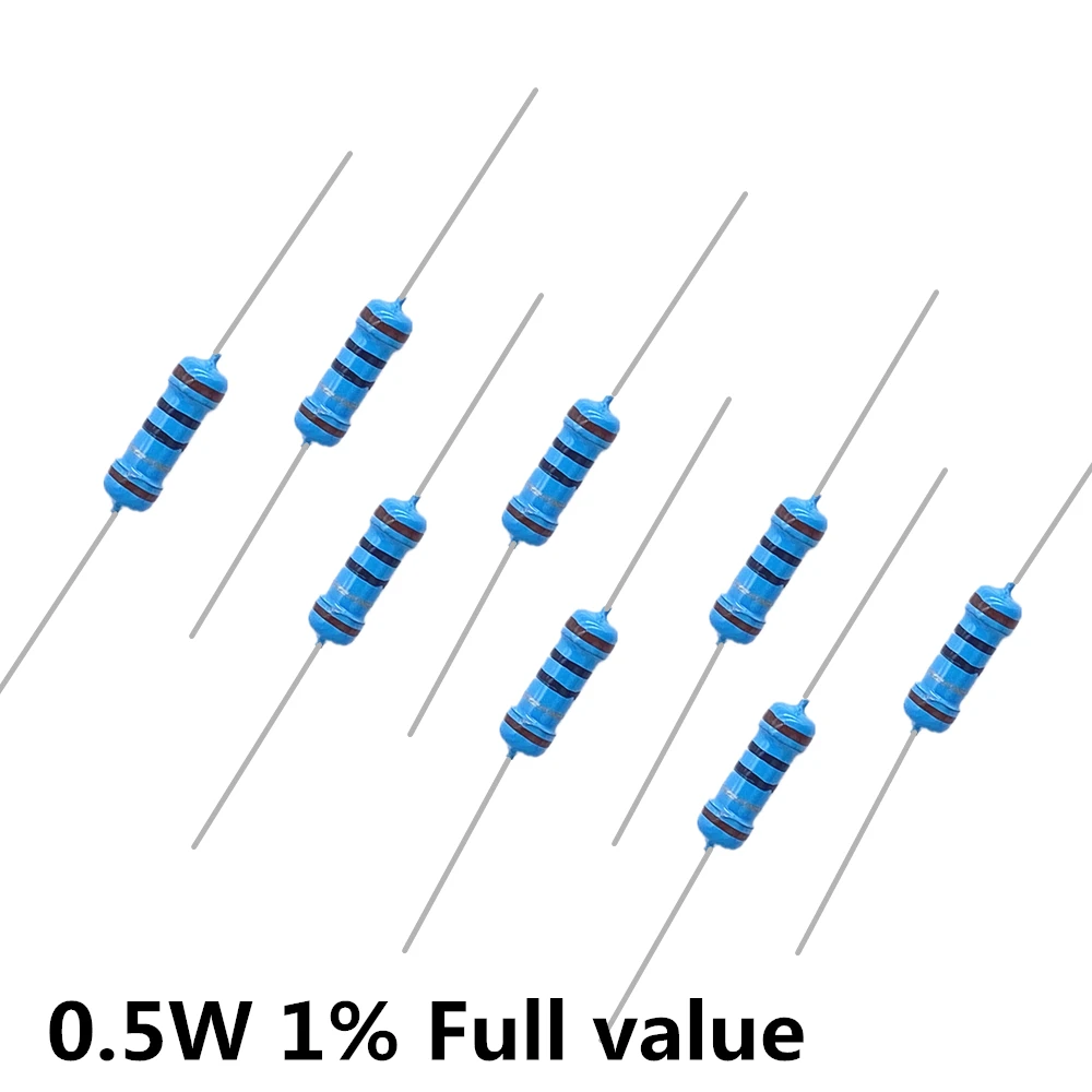 

100pcs 1/2W 0.5W Metal film resistor 0.1R 0.12R 0.15R 0.18R 0.22R 0.24R 0.27R 0.3R 0.33R 0.36R 0.39R 0.43R 0.47R 0.5R 0.56R 1%