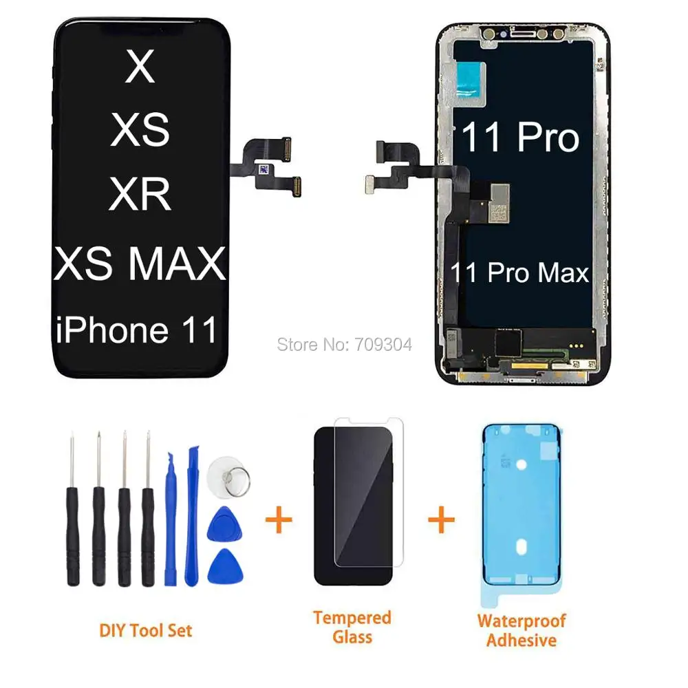 AAA высокое качество OEM для iPhone X XR XS MAX 11 PRO ЖК дисплей OLED сенсорный экран Замена с 3D