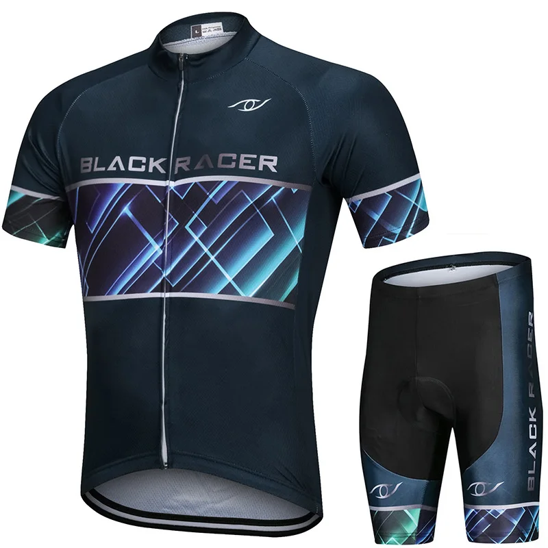 

Men Summer Cycling Sets BLACK RACER Quick Dry Short Sleeve Cycling Jersey Men Bike Shorts MTB Suit Bicycle Clothing Breathable