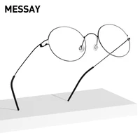 messay titanium alloy eyeglasses frames screwless retro round prescription eyewear glasses korean myopia optical frame for men