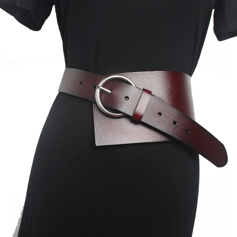 New Brand Vintage Fashion Long Belt Personality Waist Wide Genuine Leather Straps shirt Waistband Belt For Women Accessory