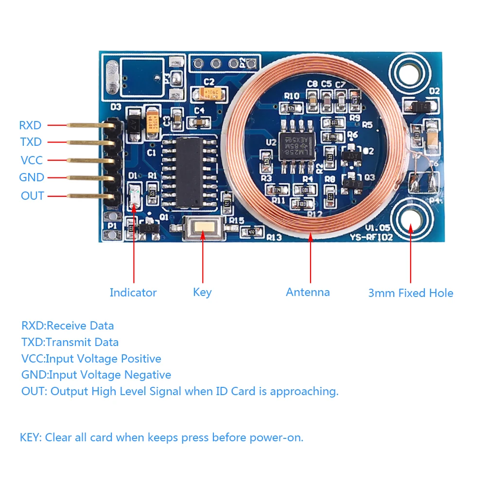 ID дешифровщик карт RFID считыватель модуль 125 кГц TK4100 UART Выходная плата для контроля доступа DIY модификация