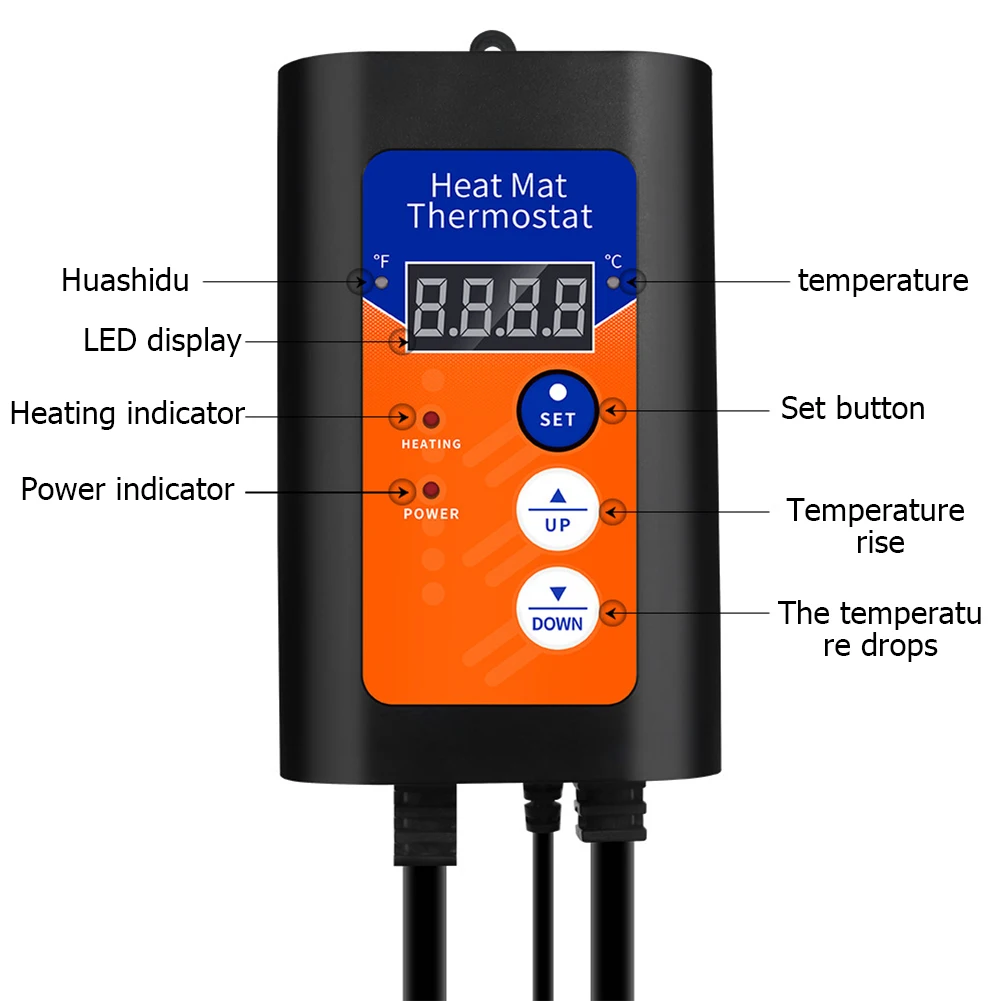 

Digital Temperature Controller for Reptiles Amphibians Heat Mat Thermostat Temperature Control Products Supplies