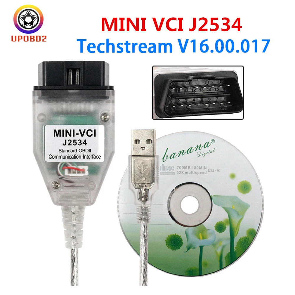 OBD2 MINI VCI USB-кабель интерфейс V16.00.017 для TOYOTA TIS Techstream FT232RL чип J2534 OBD Диагностический
