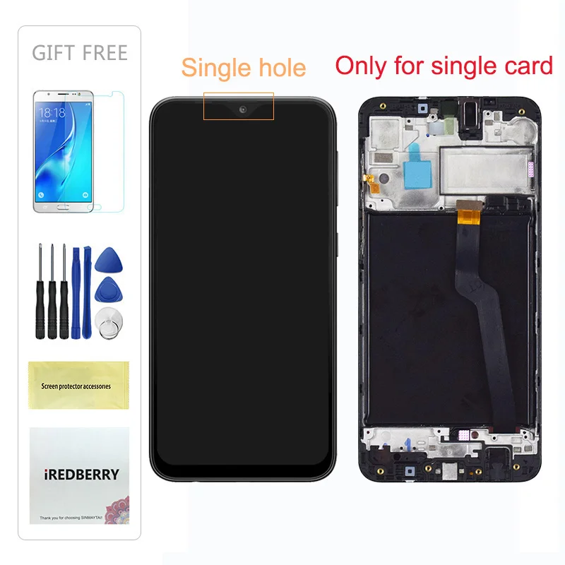 SingleCard WithFrame 6," ЖК-дисплей для samsung Galaxy A10 A105 A105F SM-A105F, сменный ЖК-экран с рамкой M10 M105 - Цвет: SingleCard WithFrame