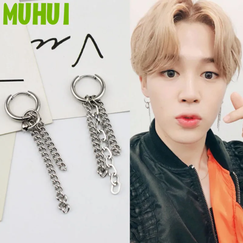 1 шт. серьги в стиле Kpop Star JIMIN для женщин Кисточки Из Нержавеющей Стали Цепочка
