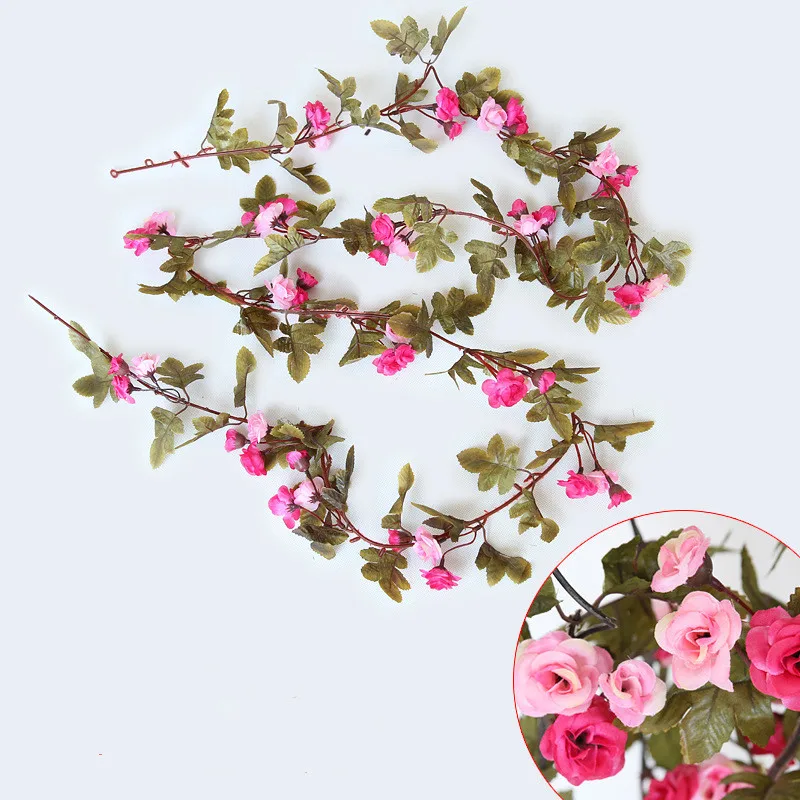 

Artificial Rose Vine Fake Flower Garland for House Garden Wedding Party Emulational Plant Decorative