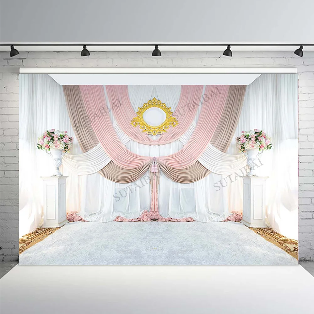 

Curtain Bouquet Valentine Wedding Background For Photo Studio Bridal Marriage Newborn Baby Party Photography Backdrop Photocall
