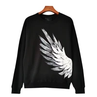 new winter men sweatshirt pullover warmth hip hop style of decorative design of wing print walking jogging sweater