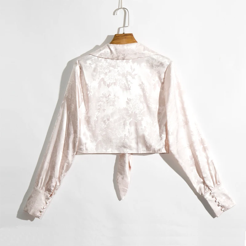 

Summer women's shirt casual flower print bow decoration short shirt