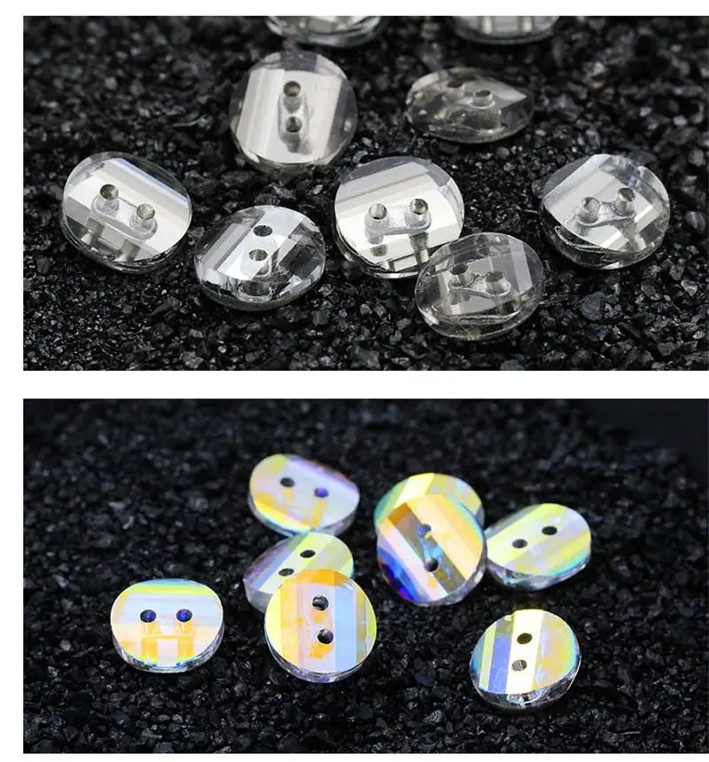 

10Pcs 10mm Round Sew on Button Crystal AB Diamond Decorative Beads Strass Clothing Accessories Buttons Crystal With Holes
