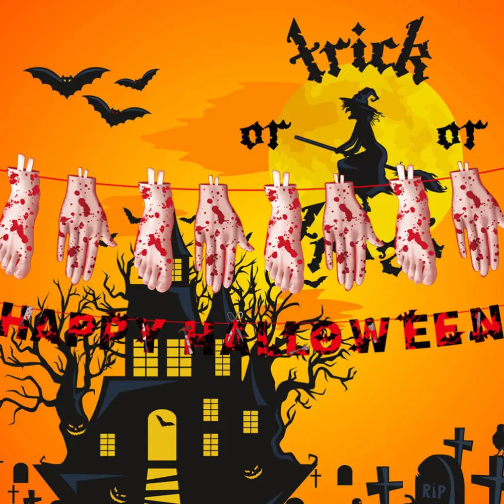 

2Sets Halloween Hanging Flags Creative Paper Flags Pendant Festival Decoration