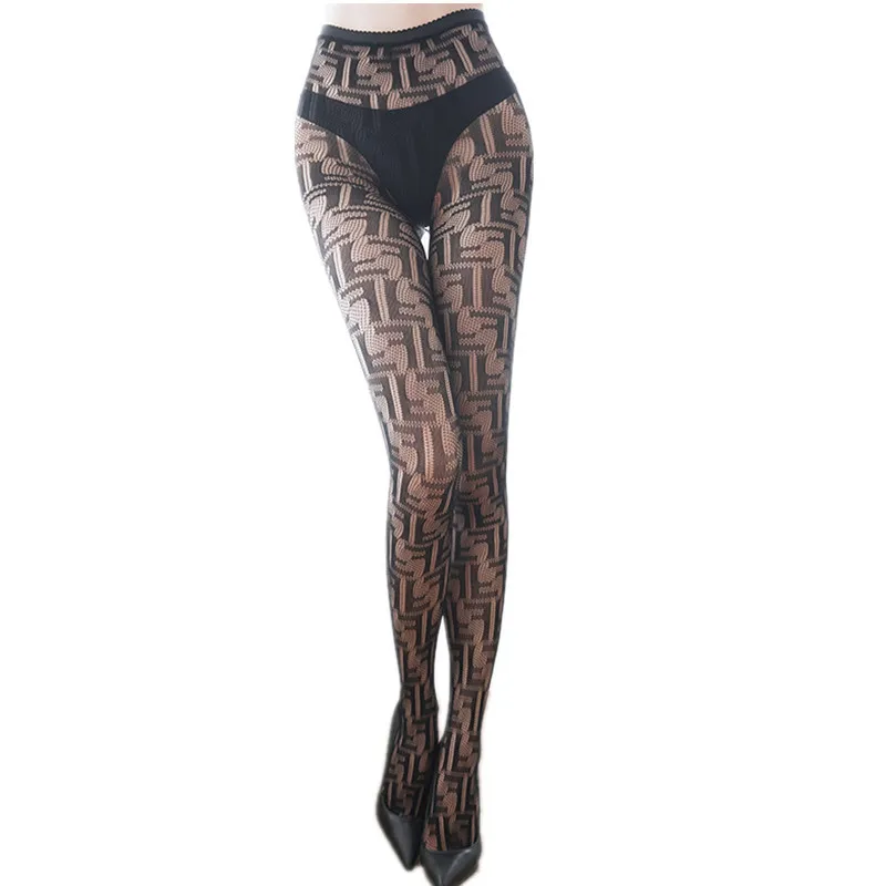 

Women Fashion Sexy Tights F Letter Fishnet Stockings Sexy Fishnet Stockings Black Sexy Street Bottoming Socks Fishnet Pantyhose