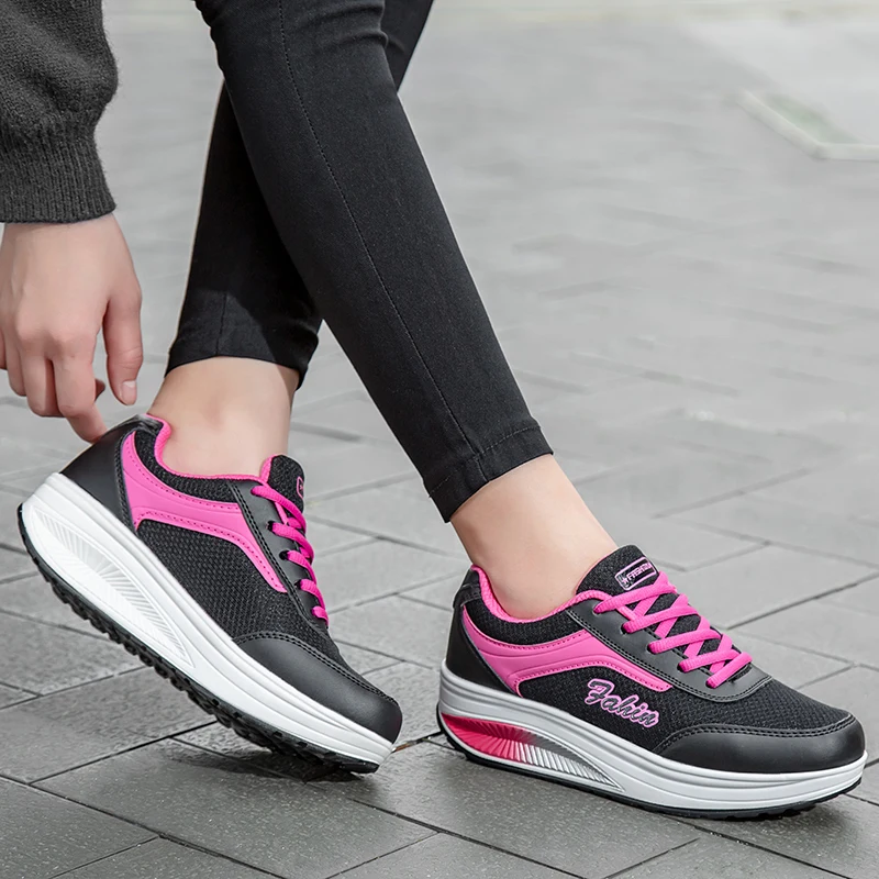 Women's Vulcanized Shoes High Quality Breathable Sneaker Fashion Lace-up Flat Shoes Female Zapatillas Mujer
