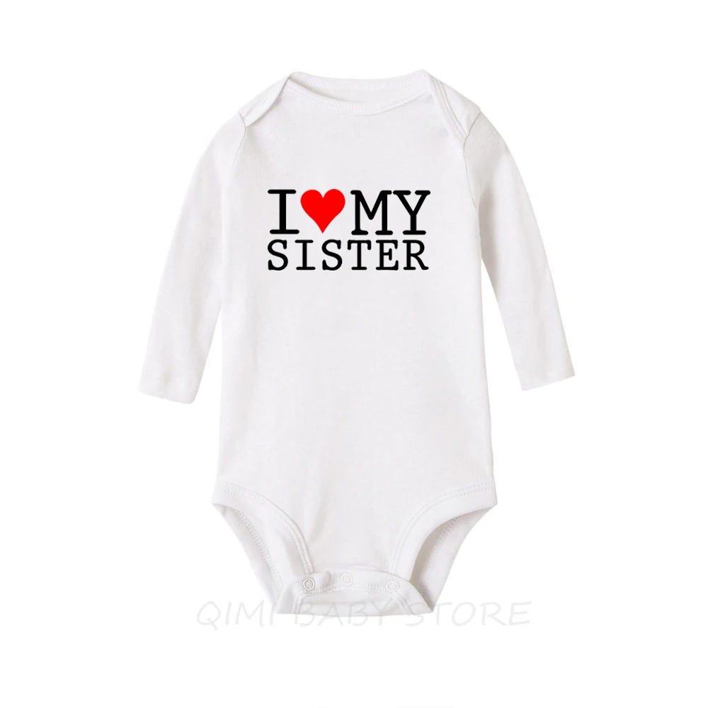 Боди детское хлопковое с длинным рукавом надписью I Love My Sister/Brother|Боди для малышек|