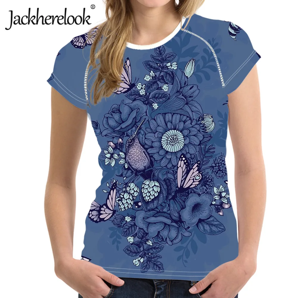 

Jackherelook Butterfly Floral Design Women T-shirts for Summer Short Sleeve Shirt Ladies Tee Shirt Females Harajuku Tops Tees