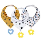 Детские слюнявчики детский нагрудник бандана для прорезывания зубов и слюнятия, Сверхмягкие впитывающие хлопковые нагрудники, игрушки для прорезывания зубов, набор для кормления ребенка нагрудники