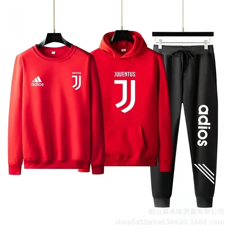 

Men's Trend In Spring And Summer: Cotton Leisure Jogging Multi Color Striped Long Sleeve Sweater + Hoodie + Sports Pants Set