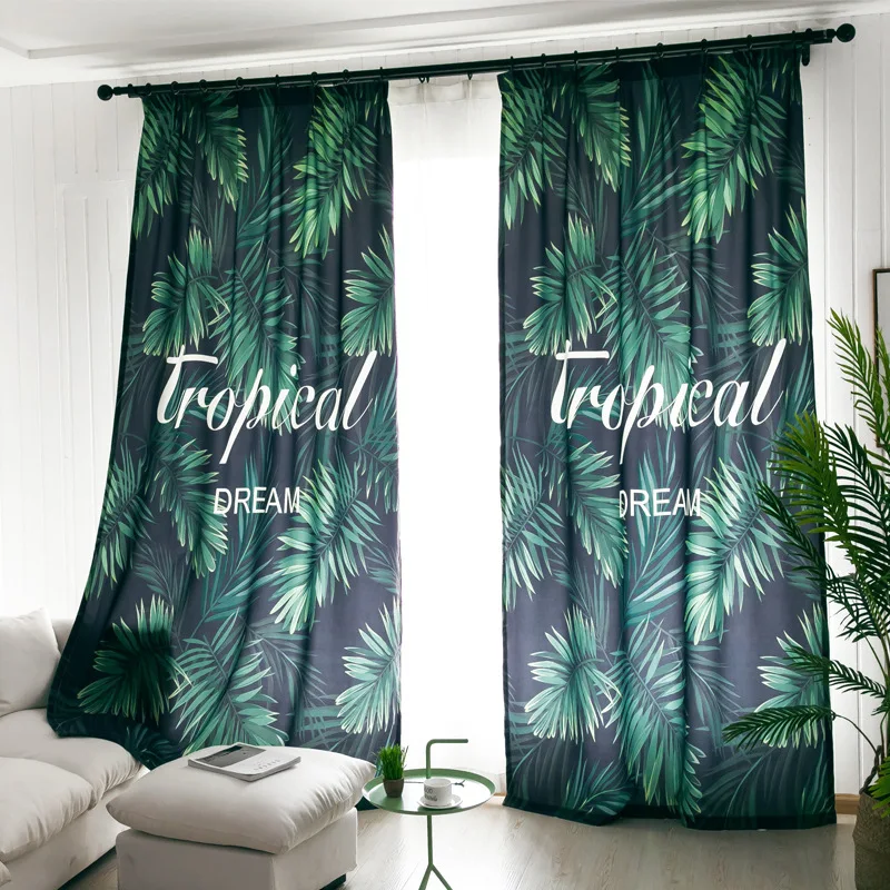 2019 завод папоротник лист Фламинго волна шторы гостиная полу затенение