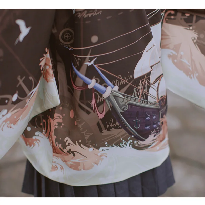 Кардиган кимоно с навигацией и принтом японская женская модная Новая блузка