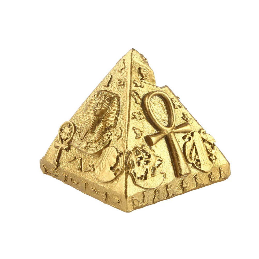 

1Pc Unique Pyramid Ornament Home Desktop Decor Resin Furnishing Adornment Golden