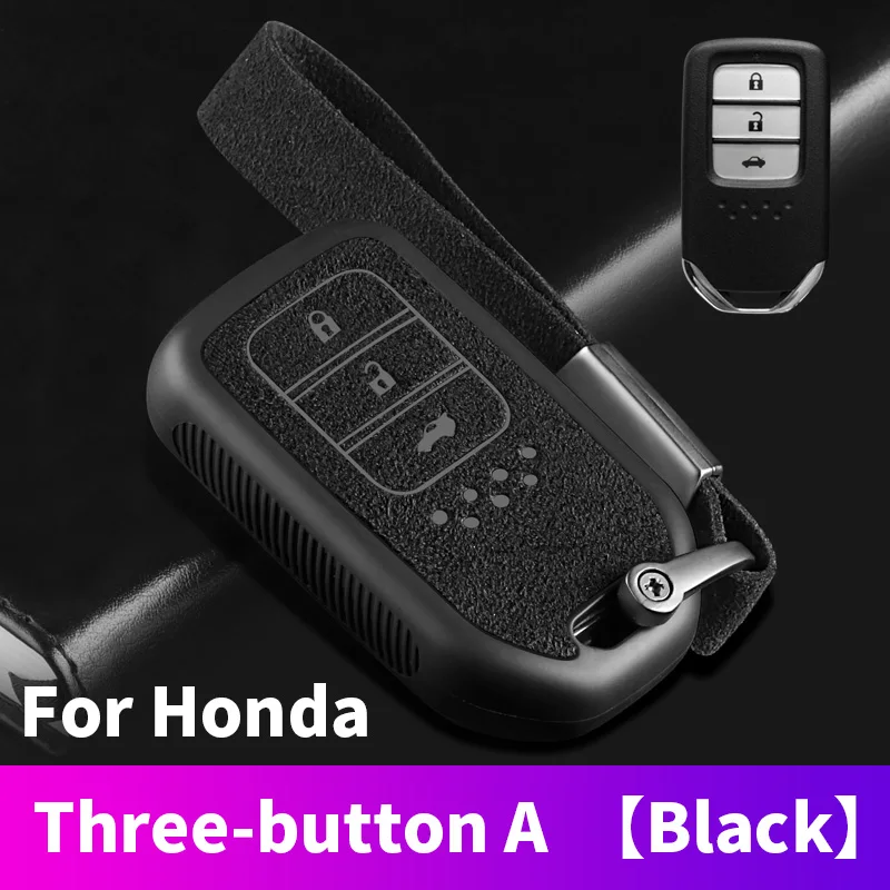 Чехол для ключей с дистанционным управлением для Honda 19CRV Pilot Accord Civic Fit HR-V - Название цвета: 3 button A-black