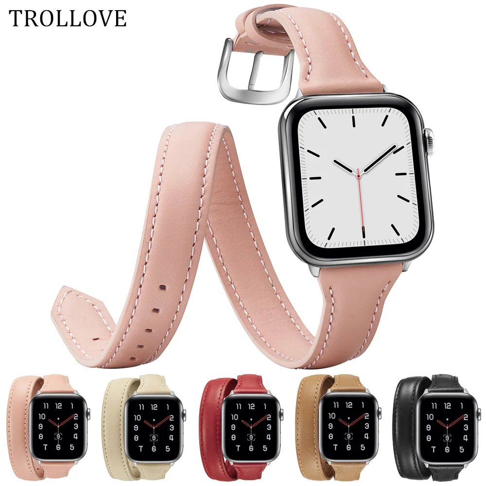 Ремешок кожаный для Apple Watch Series 5 4 3 2 1 38 мм 42 40 44 | Наручные часы