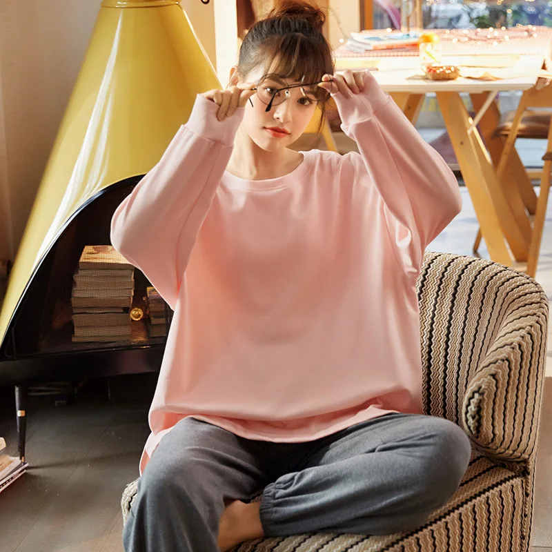 

Spring And Autumn Aummer Long Sleeve Cotton Thin Girl Lovely Pink Colour leisurewear Pajamas Suit