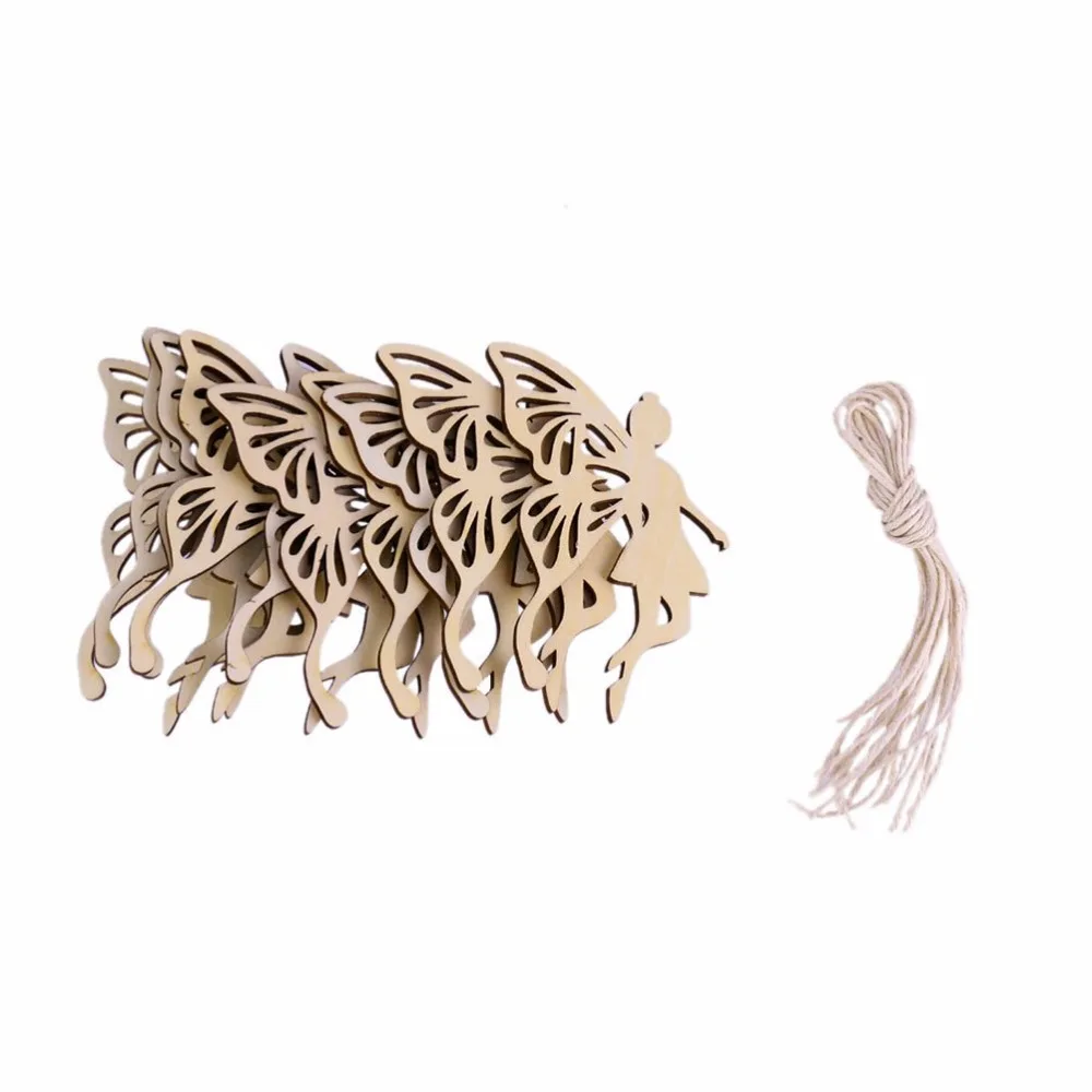 10 шт./лот деревянная Фея Марипоса в форме крыльев Ангела украшение бирка с