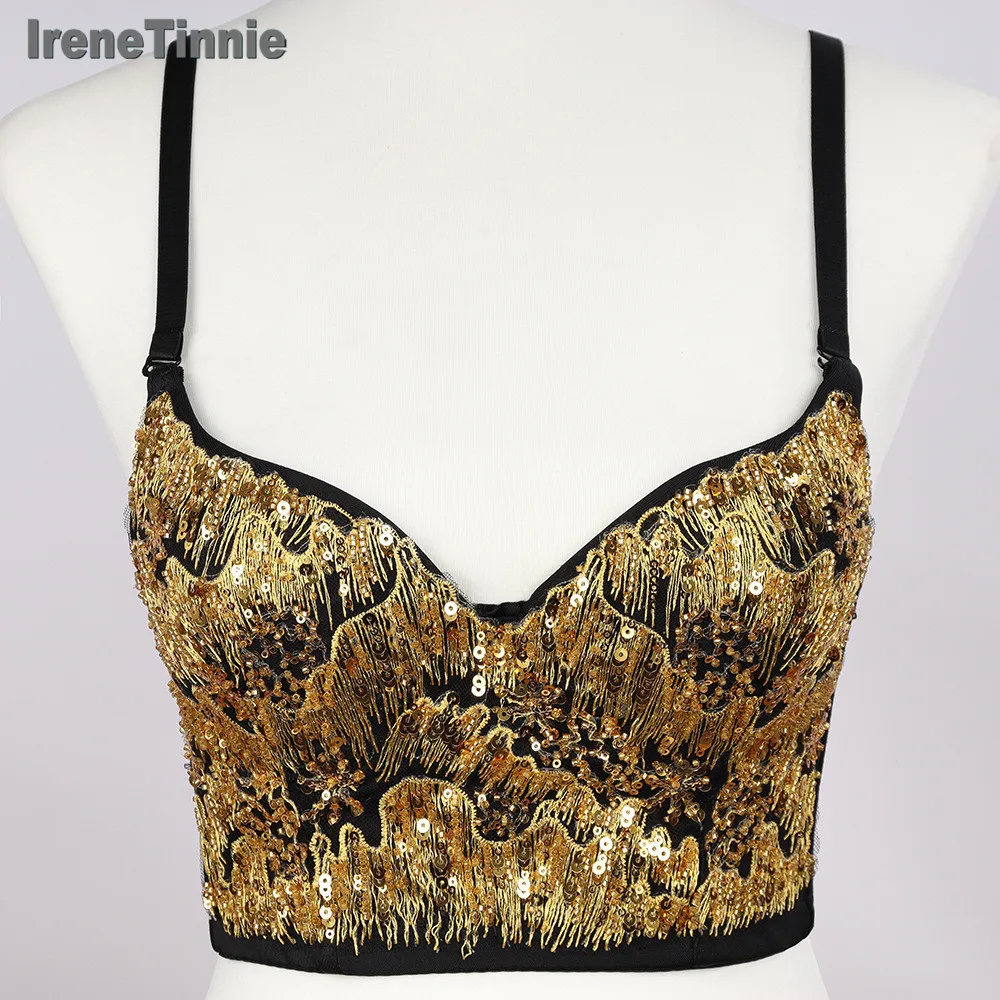 

Новинка, Модный женский жилет Irene Tinnie с открытой спиной, летняя пикантная Роскошная кофта с блестками, ночной клуб вечерние вечерний корсет, ...