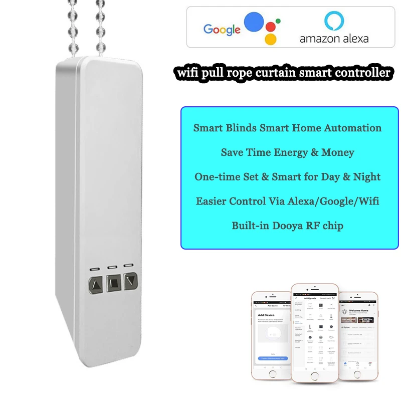 

Tuya Wifi Pull Rope Curtain Smart Home Controller Roller Shutter Motor With Remote Control DIY Roller Shutter For Alexa Google