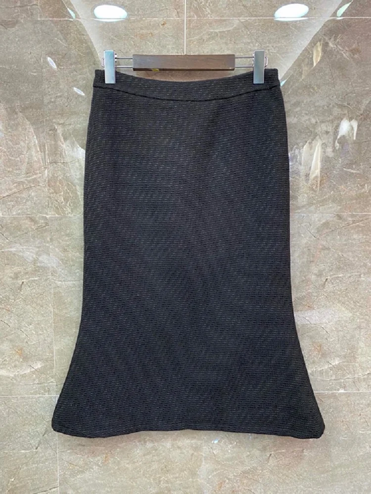 

Quality Women's High Set 2021 Autumn Winter Suit Woman Color Block Woolen Tops Coat+Midi Wool Skirt Sets Female 2 Piece Suits