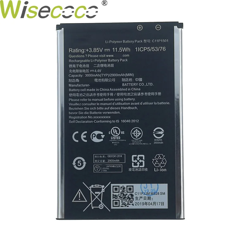 3000mAh WISECOCO 3000 мАч C11P1501 Аккумулятор для ASUS zenfone 2 Laser 5," /6" zenfone selfie ZE550KL ZE601KL Z00LD Z011D ZD551KL Z00UD телефон - Цвет: 3000mAh