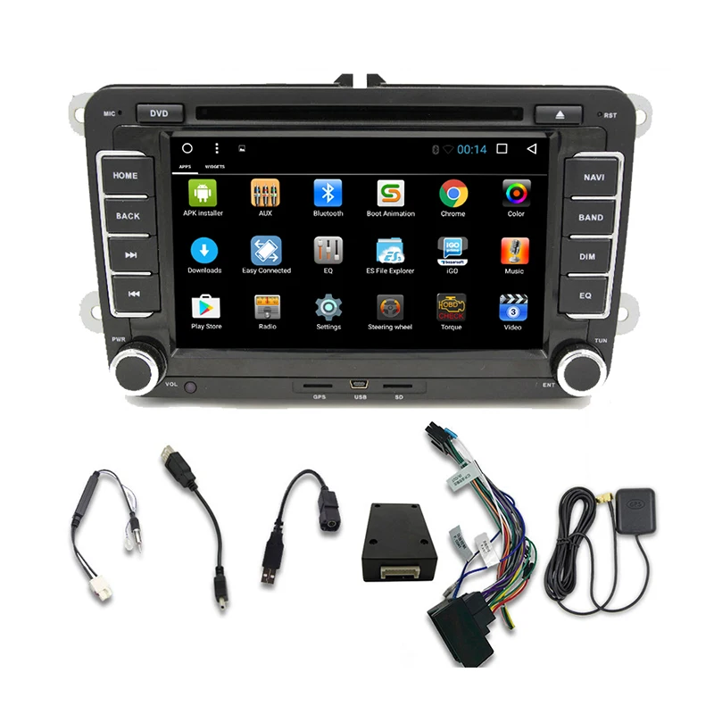 Автомобильный мультимедийный DVD-плеер Android 9 1 2 Din автомагнитола + 16 USB SD GPS для VW Golf