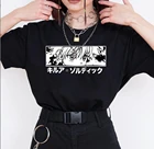 Женская футболка с круглым вырезом Hunter X Hunter, винтажный Топ в стиле японского аниме, забавный мультяшный принт, свободная уличная одежда в стиле Харадзюку, футболка с глазами