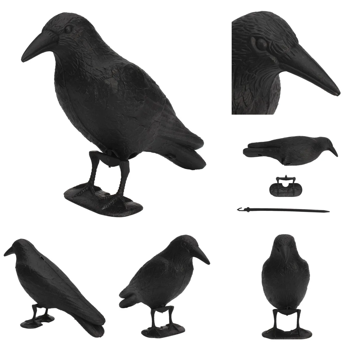 

Black Plastic Crow Hunting Decoys Garden Bird Deter Scarer Scarecrow Mice Pest Control Deterrent Repeller Decor For Bird Control