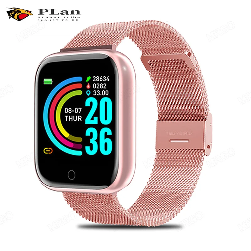 

Розовый смарт-браслет Lesfit для женщин и мужчин, спортивные Смарт-часы для Android iOS, наручные часы, цифровой шагомер, фитнес-трекер