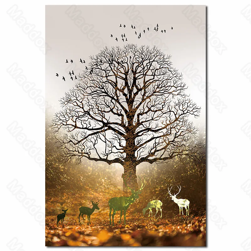 

Living Room Decoration Chinese Style Beautiful Artistic Conception Forest Elk Murals Warm Children's Bedroom Paintings