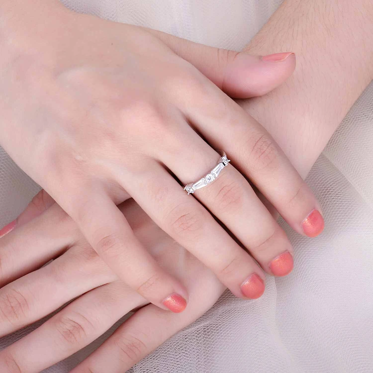 JewelryPalace 3ct круглый багет и кубического циркония Stackable кольцо стерлингового серебра 925