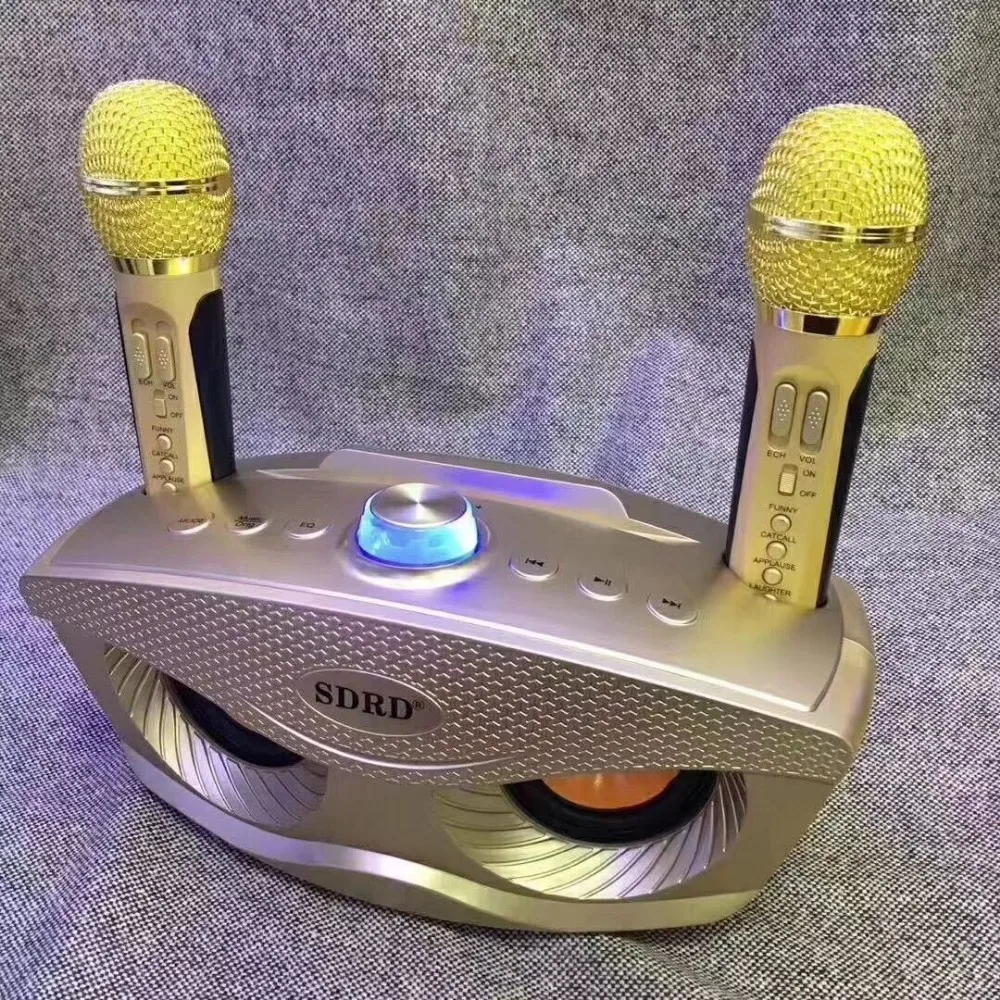 SDRD беспроводной караоке динамик Sd двойной беспроводной микрофон Bluetooth динамик мобильный беспроводной стерео 20 Вт домашний динамик KTV MIC набор