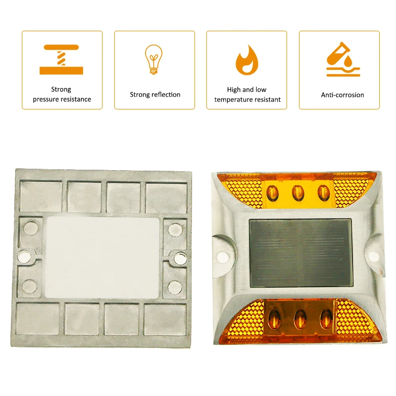Solar Warning Light two-sided LED Flashing Blinking On/Off Cat Rye Reflector Lamp Aluminum Highway Indicator |